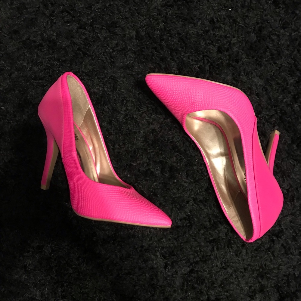 Hot neon pink heels